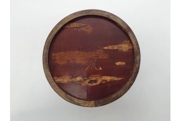 荒慶作　樺細工(桜皮細工)　和の趣を感じさせる渋い佇まいが魅力の茶筒(棗、茶器、茶入れ、茶道具、共箱付き)(R-073774)