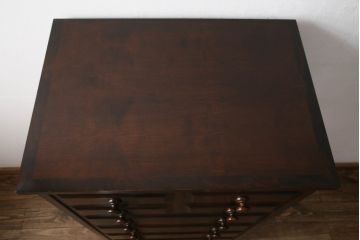 中古　美品　北海道民芸家具　HM535 小物タンス　小物収納におすすめ!! 和と洋どちらにも馴染むデザインが魅力のチェスト(整理箪笥、収納箪笥、引き出し)(定価約26万円)(R-073785)