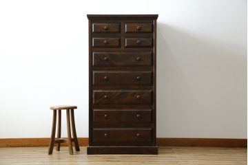 中古　北海道民芸家具　HM535 小物タンス　小物収納におすすめ!! 和と洋どちらにも馴染むデザインが魅力のチェスト(整理箪笥、収納箪笥、引き出し)(定価約26万円)(R-073785)