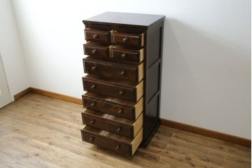 中古　北海道民芸家具　HM535 小物タンス　小物収納におすすめ!! 和と洋どちらにも馴染むデザインが魅力のチェスト(整理箪笥、収納箪笥、引き出し)(定価約26万円)(R-073785)