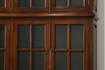 アメリカビンテージ　特大!!　横幅2580ミリ　堂々とした佇まいで存在感抜群!! 格子扉の3段重ねキャビネット(戸棚、収納棚、飾り棚、食器棚、カップボード、ヴィンテージ)(R-073801)