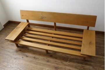 中古　飛騨産業　キツツキ　森のことば　両肘付きソファ3P(SN105SO)　木のぬくもりを感じる3人掛けソファ(三人掛け、トリプルソファ、アームソファ)(R-073802)