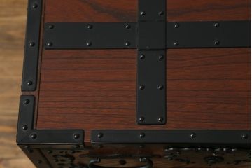 中古　美品　国産　2way　小引き出しとしても使える重厚金具びっしりのアンティーク調船箪笥(帳箱、銭箱、舟箪笥、小箪笥、小引き出し、小物収納)(R-073804)