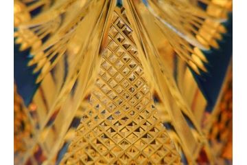 黒木国昭　綾切子　繊細なカットが美しく華やかな色彩が存在感を放つ花器(花瓶、花入、フラワーベース、ガラス、硝子)(R-073813)