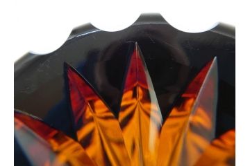 黒木国昭　綾切子　繊細なカットが美しく華やかな色彩が存在感を放つ花器(花瓶、花入、フラワーベース、ガラス、硝子)(R-073813)