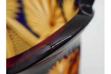 黒木国昭　綾切子　繊細なカットが美しく華やかな色彩が存在感を放つ花器(花瓶、花入、フラワーベース、ガラス、硝子)(R-073813)