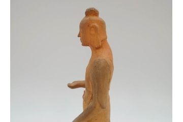 土楽七世　福森雅武造　究竟涅槃　野焼き　陶仏　素朴で温かみのある観音菩薩立像(土楽窯 七代目陶工、観音像、仏像、置物、オブジェ、共箱付き)(R-073814)