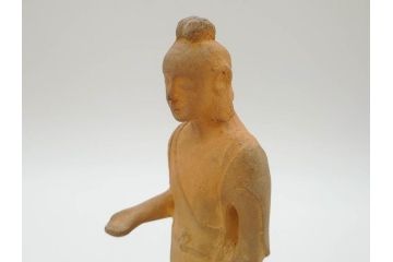 土楽七世　福森雅武造　究竟涅槃　野焼き　陶仏　素朴で温かみのある観音菩薩立像(土楽窯 七代目陶工、観音像、仏像、置物、オブジェ、共箱付き)(R-073814)