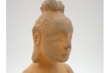 土楽七世　福森雅武造　究竟涅槃　野焼き　陶仏　素朴で温かみのある観音菩薩立像(土楽窯 七代目陶工、観音像、仏像、置物、オブジェ、共箱付き)(R-073814)