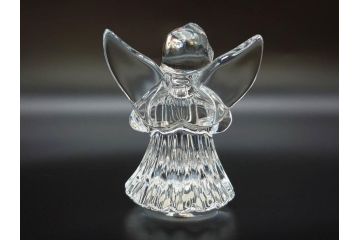 フランス　Baccarat　バカラ　天使　楽器を演奏する姿が愛らしいオブジェ2体セット(エンジェル、フルレッドクリスタルガラス、置物)(R-073815)