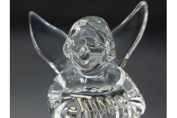 フランス　Baccarat　バカラ　天使　楽器を演奏する姿が愛らしいオブジェ2体セット(エンジェル、フルレッドクリスタルガラス、置物)(R-073815)