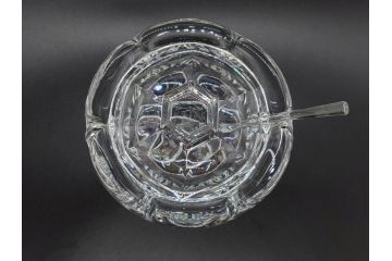 フランス　Baccarat　バカラ　ミズーリ　美しいフォルムがお洒落な雰囲気を醸し出すジャムポット2個セット(シュガー、マスタード、フルレッドクリスタルガラス、スプーン)(R-073817)