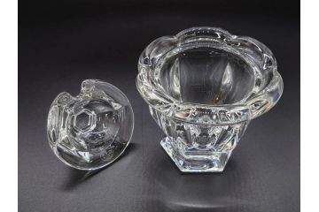 フランス　Baccarat　バカラ　ミズーリ　美しいフォルムがお洒落な雰囲気を醸し出すジャムポット2個セット(シュガー、マスタード、フルレッドクリスタルガラス、スプーン)(R-073817)