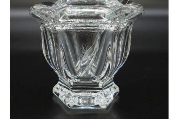 フランス　Baccarat　バカラ　ミズーリ　美しいフォルムがお洒落な雰囲気を醸し出すジャムポット2個セット(シュガー、マスタード、フルレッドクリスタルガラス、スプーン)(R-073817)