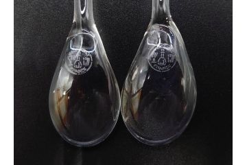 フランス　Baccarat　バカラ　ミズーリ　美しいフォルムがお洒落な雰囲気を醸し出すジャムポット2個セット(シュガー、マスタード、フルレッドクリスタルガラス、スプーン)(R-073817)