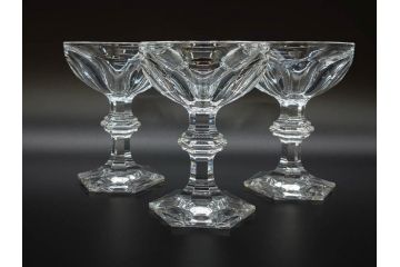フランス　Baccarat　バカラ　アルクール　どの角度から見ても精巧かつ美しいシャンパンクープグラス3客セット(フルレッドクリスタルガラス)(R-073824)