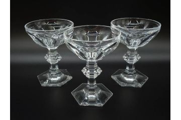 フランス　Baccarat　バカラ　アルクール　どの角度から見ても精巧かつ美しいシャンパンクープグラス3客セット(フルレッドクリスタルガラス)(R-073825)