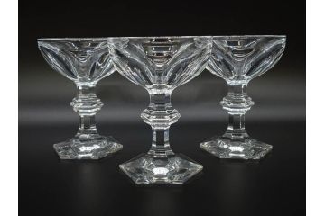 フランス　Baccarat　バカラ　アルクール　どの角度から見ても精巧かつ美しいシャンパンクープグラス3客セット(フルレッドクリスタルガラス)(R-073825)