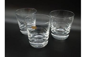 フランス　Baccarat　バカラ　上品な佇まいが魅力のロックグラス3客セット(フルレッドクリスタルガラス)(R-073826)