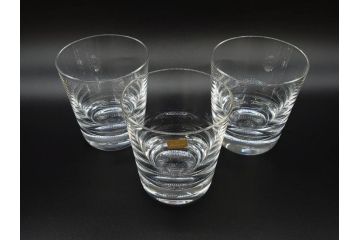 フランス　Baccarat　バカラ　上品な佇まいが魅力のロックグラス3客セット(フルレッドクリスタルガラス)(R-073826)