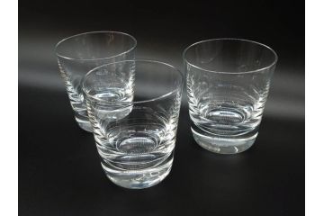 フランス　Baccarat　バカラ　上品な佇まいが魅力のロックグラス3客セット(フルレッドクリスタルガラス)(R-073827)