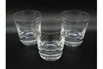 フランス　Baccarat　バカラ　上品な佇まいが魅力のロックグラス3客セット(フルレッドクリスタルガラス)(R-073827)