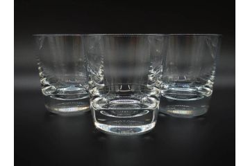フランス　Baccarat　バカラ　上品な佇まいが魅力のロックグラス3客セット(フルレッドクリスタルガラス)(R-073827)