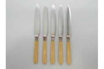 イギリスアンティーク　シルバープレート　繊細なデザインが上品な雰囲気を醸し出すフォーク&ナイフ各6本(12本セット、食器、カトラリー、箱付き、テーブルウェア)(R-073829)