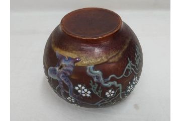 昭和七年(1932年)　帝都復興完成記念　安藤七宝店　鎚起七宝花瓶　都の春(花入、花器、桜、台座付き、共箱付き)(R-073830)