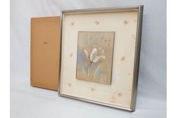 堂本印象　チューリップ咲く　吉田清泉堂　シール付　可憐なチューリップが目を惹く日本画(絵画、額装、箱付き)(R-073832)