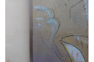 堂本印象　チューリップ咲く　吉田清泉堂　シール付　可憐なチューリップが目を惹く日本画(絵画、額装、箱付き)(R-073832)