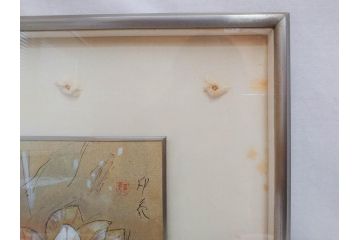 堂本印象　チューリップ咲く　吉田清泉堂　シール付　可憐なチューリップが目を惹く日本画(絵画、額装、箱付き)(R-073832)
