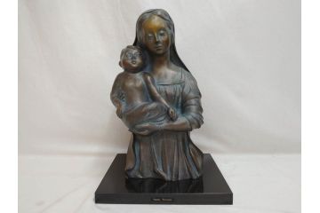 彫刻家　堤直美　ブロンズ　作品証明書付き　細部までこだわりが感じられる聖母子像(Naomi Tsutsumi、オブジェ、置物)(定価約90万円)(R-073836)