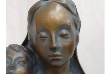 彫刻家　堤直美　ブロンズ　作品証明書付き　細部までこだわりが感じられる聖母子像(Naomi Tsutsumi、オブジェ、置物)(定価約90万円)(R-073836)