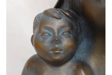 彫刻家　堤直美　ブロンズ　作品証明書付き　細部までこだわりが感じられる聖母子像(Naomi Tsutsumi、オブジェ、置物)(定価約90万円)(R-073836)