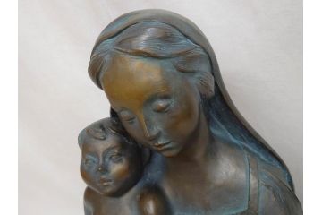 彫刻家　堤直美　ブロンズ　作品証明書付き　細部までこだわりが感じられる聖母子像(Naomi Tsutsumi、オブジェ、置物)(定価約90万円)(R-073836)