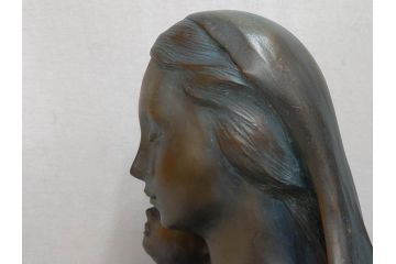 彫刻家　堤直美　ブロンズ　作品証明書付き　細部までこだわりが感じられる聖母子像(Naomi Tsutsumi、オブジェ、置物)(定価約90万円)(R-073836)