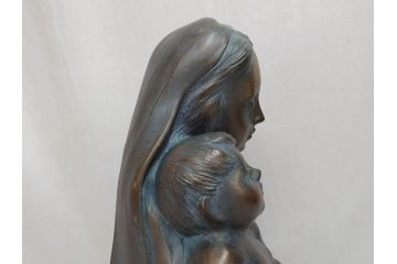 彫刻家　堤直美　ブロンズ　作品証明書付き　細部までこだわりが感じられる聖母子像(Naomi Tsutsumi、オブジェ、置物)(定価約90万円)(R-073836)