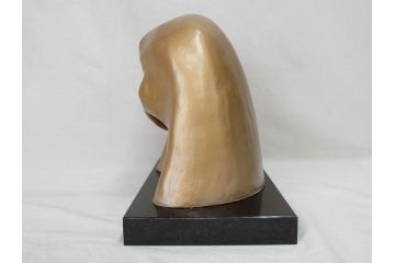 彫刻家　堤直美　「夢」　作品証明書付き　柔らかい表情が素敵なブロンズ像(Naomi Tsutsumi、オブジェ、置物、台座付き)(定価約63万円)(R-073837)