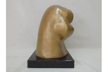彫刻家　堤直美　「夢」　作品証明書付き　柔らかい表情が素敵なブロンズ像(Naomi Tsutsumi、オブジェ、置物、台座付き)(定価約63万円)(R-073837)