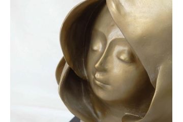 彫刻家　堤直美　「夢」　作品証明書付き　柔らかい表情が素敵なブロンズ像(Naomi Tsutsumi、オブジェ、置物、台座付き)(定価約63万円)(R-073837)