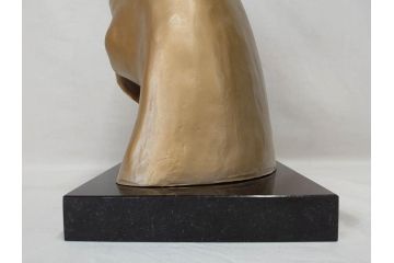 彫刻家　堤直美　「夢」　作品証明書付き　柔らかい表情が素敵なブロンズ像(Naomi Tsutsumi、オブジェ、置物、台座付き)(定価約63万円)(R-073837)