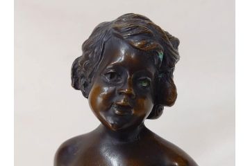 彫刻家　オーギュスト・モロー　「水を汲む少年」　細かいところまで再現されたブロンズ像(Auguste Moreau、置物、オブジェ)(R-073839)