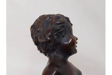 彫刻家　オーギュスト・モロー　「水を汲む少年」　細かいところまで再現されたブロンズ像(Auguste Moreau、置物、オブジェ)(R-073839)