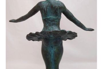 彫刻家　堤直美　「緑のリズム」　作品証明書付き　優美な雰囲気を醸し出すブロンズ像(バレリーナ、バレエ、少女、踊る人、Naomi Tsutsumi、オブジェ、置物)(定価約38万円)(R-073840)