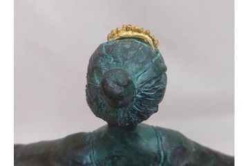 彫刻家　堤直美　「緑のリズム」　作品証明書付き　優美な雰囲気を醸し出すブロンズ像(バレリーナ、バレエ、少女、踊る人、Naomi Tsutsumi、オブジェ、置物)(定価約38万円)(R-073840)