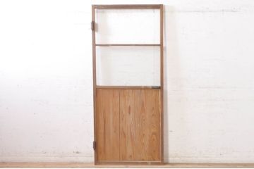 アンティーク建具　どこか懐かしい雰囲気を感じるガラス扉1枚(ドア、ガラス戸)(R-073856)