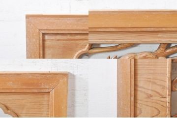 ビンテージ建具　杉(スギ)材　躍動感ある龍(竜)が見事な両面彫刻欄間2枚セット(明かり取り、明り取り、ヴィンテージ)(R-073857)
