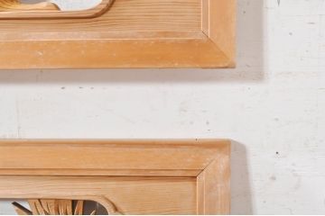 ビンテージ建具　杉(スギ)材　躍動感ある龍(竜)が見事な両面彫刻欄間2枚セット(明かり取り、明り取り、ヴィンテージ)(R-073857)