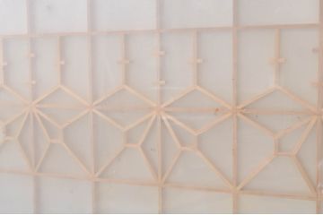 アンティーク建具　両面ガラス　和モダンな空間を演出する組子入り欄間2枚セット(明り取り、明かり取り)(R-073859)